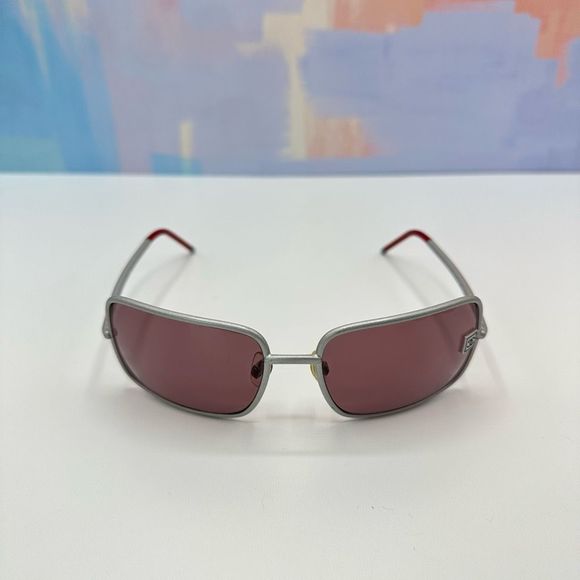 Rare Vintage Chanel Gray Frame Red Lens Sunglass with Original Dust Bag main image 9